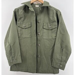 Vintage Vietnam OG 507 Military Durable Press Utility Shirt Women 8R Olive Green